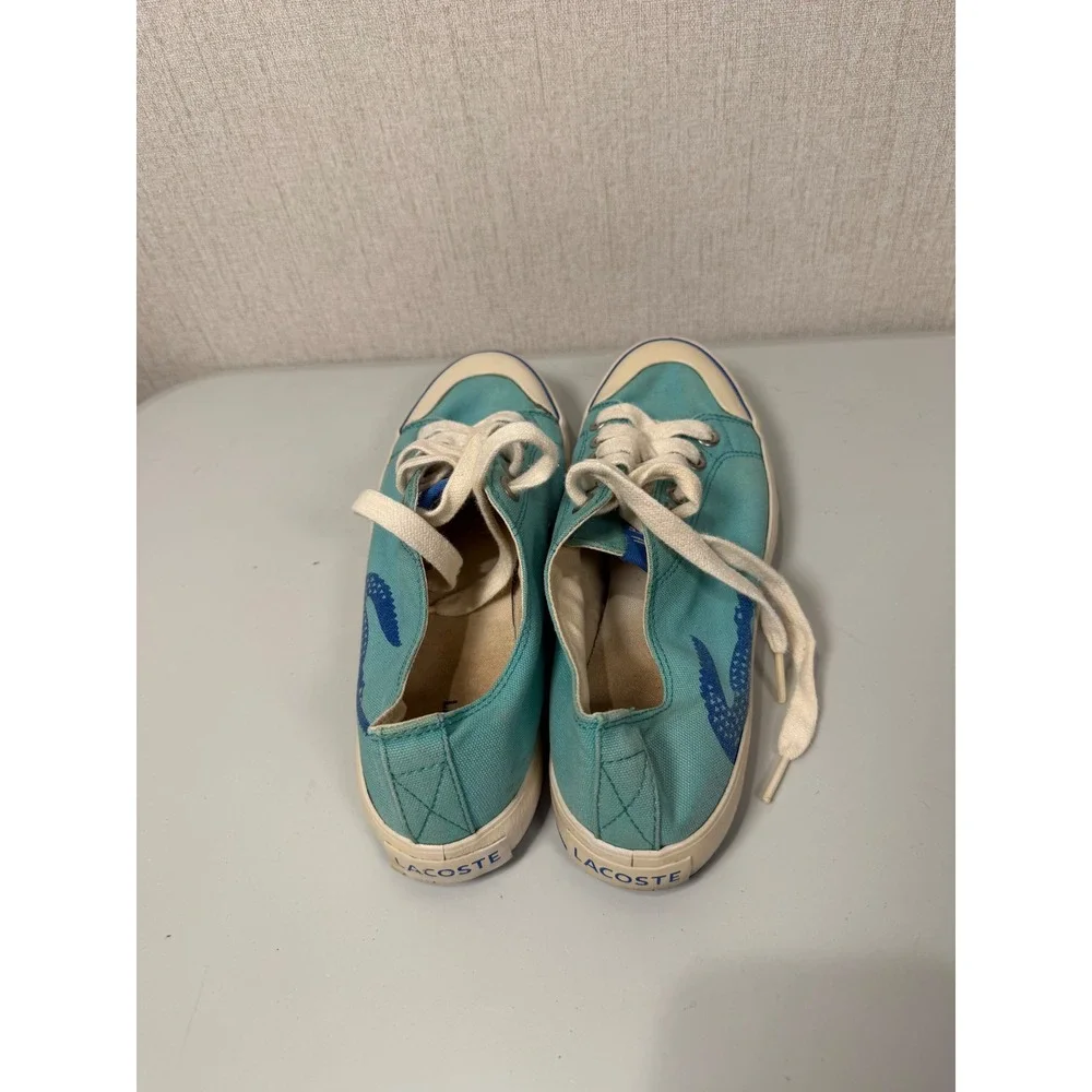 Lacoste Canvas Croc 34W Teal Blue Low Top Sneakers Womens 8 11CAW0735‎